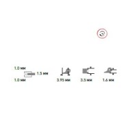Расстояние между гребнями петли и их толщина: 1,0-1,0 мм. Длина шарнира: 3,95 мм.