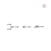 Ширина петли: 3,3 мм. Расстояние между гребнями петли и их толщина: 0,9-0,9 мм.